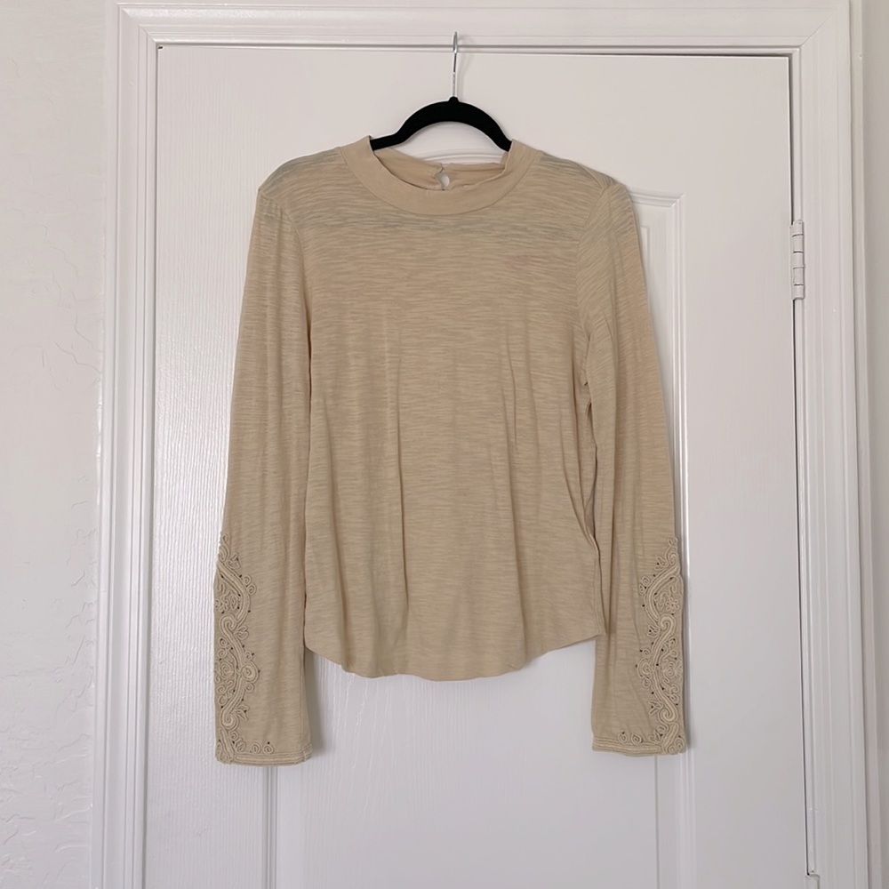 Free People Cream Long Sleeve Top NWT